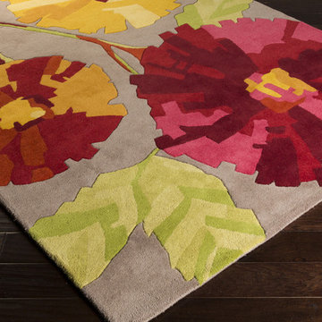 Harlequin Floral Pattern Rug in Olive / Rust by Surya -$959.22