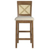 Auman Cane X-Back Counter Height Chair (Set of 2), Oak Finish