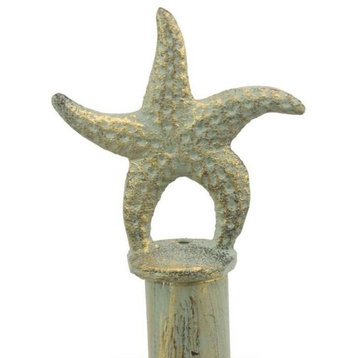 Rustic Seaworn Bronze Cast Iron Starfish Extra Toilet Paper Stand 15"