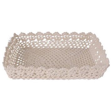 Lot of 2 Cotton Resin Lace Tray Beige 15x11x3"