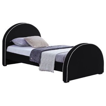 Brody Velvet Upholstered Bed, Black, Twin
