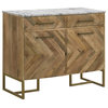 Keaton 2-door Accent Cabinet With Marble Top Natural and Antique Gold