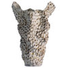 Modern Abstract Coral Reef Tall Vase, 24" Textured Organic Shape White