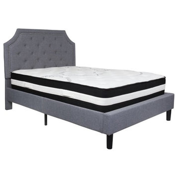 Flash Furniture Full Platform Panel Bed and Mattress in Light Gray