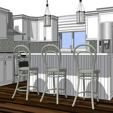 Beach House Kitchen - Design Process Renderings