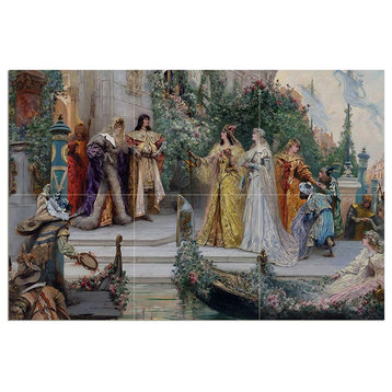 Tile Mural THE ARRIVAL OF THE GUESTS VENICE Backsplash 6" Ceramic Glossy