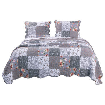 Greenland Home Fashions GL-1812AMST Giulia Quilt Set Twin Gray