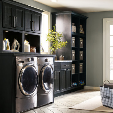 Kemper Cabinets: Laundry Room with Dark Gray Cabinets