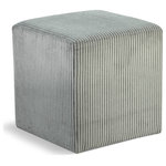 Meridian Furniture - Roy Microsuede Fabric Upholsetered Ottoman/Stool, Grey, Square - Upgrade your living space with the Roy Microsuede Fabric Ottoman/Stool. This versatile piece of furniture not only adds a pop of color to your room but also serves as a comfortable and practical seating option. The soft grey microsuede fabric and corduroy texture provide a cozy and inviting feel that blends seamlessly into any decor style. The square compact design of the Roy Microsuede Fabric Ottoman/Stool makes it perfect for small spaces, while the sturdy construction ensures durability and longevity.