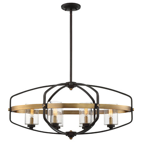 Kirkland 6-Light Trestle Chandelier, English Bronze and Warm Brass