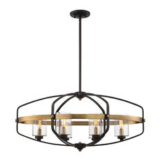 Kirkland 6-Light Trestle Chandelier, English Bronze and Warm Brass