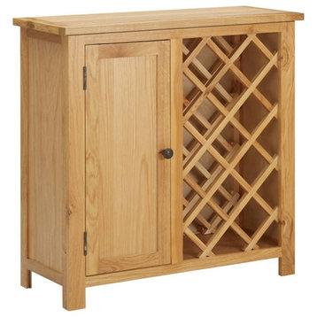 vidaXL Wine Cabinet Bottle Holder with Door Floor Wine Cabinet Solid Oak Wood