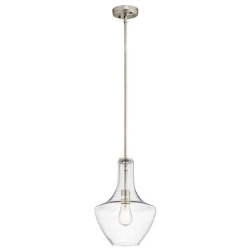 Kichler Everly 1-Light Pendant, 10.5"x15.25", Olde Bronze, Clear Seeded