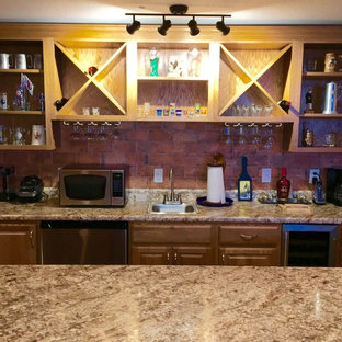 75 Beautiful Home Bar With Laminate Countertops And Red Backsplash