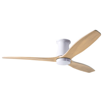 Arbor Flush Fan, Gloss White, 54" Maple Blades, No Light, Remote Control