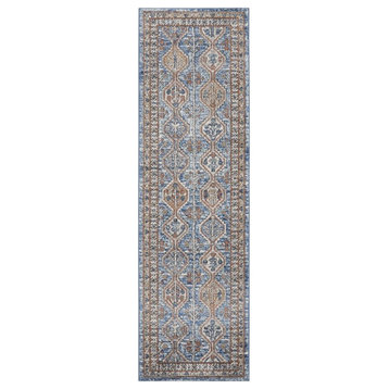 Nourison Concerto 26x90" Polyester and Polypropylene Area Rug in Blue