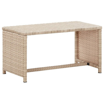 vidaXL Coffee Table End Table Rattan Table Outdoor Furniture Beige Poly Rattan