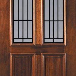 Slab Single Door 80 Mahogany Cantania GBG Twin Lite GBG Glass - Front Doors