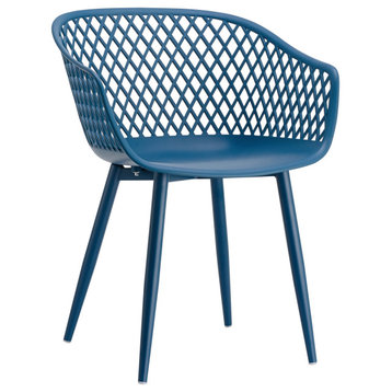 23.5 Inch Outdoor Chair Blue (Set of 2) Blue Contemporary