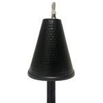 Legends Direct - Large Hawaiian Cone Tiki Style Torch With Pole and Snuffer, Hammered Black, 1 Pack - Enhance any garden or patio with The Original Large Hawaiian Cone Tiki Torch, beautifully designed and engineered for a lifetime of outdoor enjoyment. The Large Hawaiian Cone Tiki Torch head is cradled by a black steel holder that sits on a two-piece metal pole with a pointed end for easy in-ground installation. With 6 color options available to choose from we know you'll find one that's perfect for your space. This torch includes a pre-installed fiberglass wick which allows the oil to burn and not the wick. This is great for prolonged usage. The fiberglass wick also stays lit through moderate wind and even light rain. Large Hawaiian Cone tiki torch 6"w x 10"H, Pole ; 53" Citronella oil may be used for insect control or paraffin oil for smoke-free use. The torch head holds a sufficient amount of fuel to burn for approximately 20 hours.