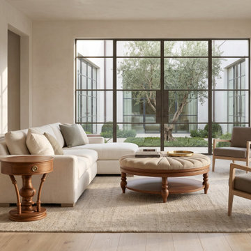 Modern Luxury Living Room with Solid Wood Furniture - Teak & Mahogany
