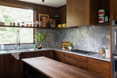 Inspiration for a contemporary eat-in kitchen remodel in Philadelphia with an island