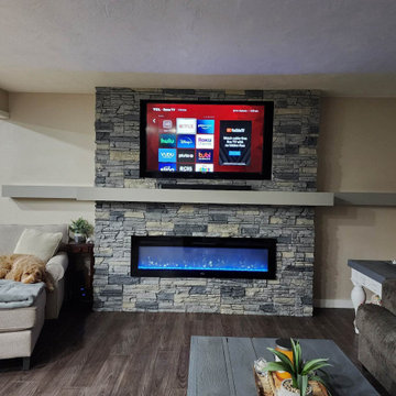Northern Slate Stacked Stone DIY Linear Fireplace Design
