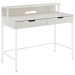OSP Home Furnishings - Contempo 40" Desk With 2 drawers and shelf hutch, White Oak Finish - The Contempo Desk's generous 40" x 20" work surface is ideal for your busy home office. The refined lines of the sturdy steel frame will be the focal point in your room. Upper shelf provides space for a monitor. Key storage solutions of 2-Desktop drawers for all your small accessories. Available in white laminate with white metal frame, or brown woodgrain laminate with black metal frame. Assembly is required.