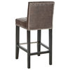 Safavieh Thompson Counter Stool, Leather With Nail Head, Antique Brown