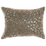 Nourison - Mina Victory Z5000 Throw Pillow, Pewter, 10" X 14" - Jewelry for your rooms, this elegantly handcrafted rhinestone, bead and embroidered collection adds a touch of sparkle to your day.