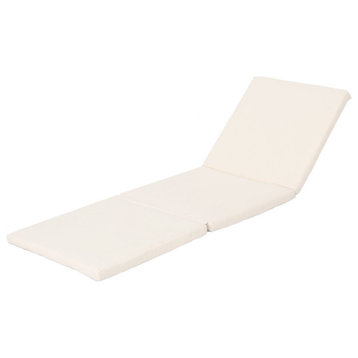 GDF Studio Laraine Outdoor Water Resistant Chaise Lounge Cushion, Cream, Single
