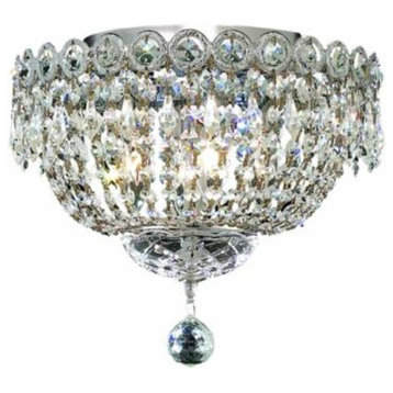 Elegant Century 4-Light Chrome Flush Mount Clear Royal Cut Crystal