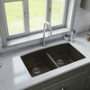 Karran Undermount Quartz 32" 50/50 Double Bowl Kitchen Sink, Brown