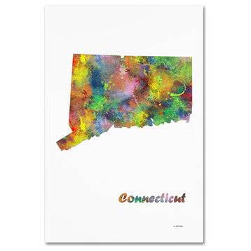 Marlene Watson 'Connecticut State Map-1' Canvas Art, 12"x19"