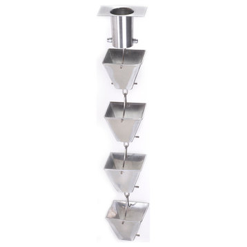 Aluminum Medium Square Cups Rain Chain With Installation Kit, 8'