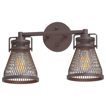 2 light farmhouse wall ight with bronze finish industrial mesh wall light