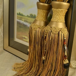 5 Colors QYM17 Faux Silk Curtain Tassel Tie Backs in Dark Brown Color - Window Treatment Accessories
