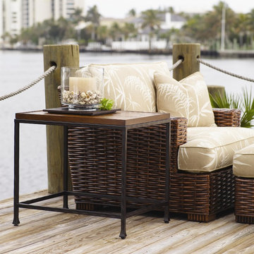 Ocean Club Crushed Bamboo & Distressed Metal Ocean Reef End Table
