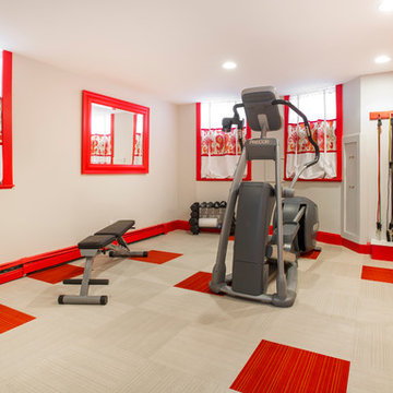 Basement home gym in invigorating red