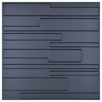 19.7"x19.7" PVC Decorative 3D Wall Panels Brick Wall Panels,  Set of 12, 2-Black