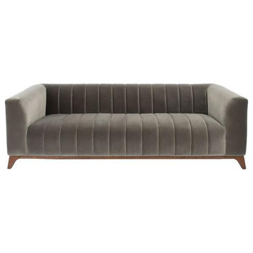 Cilla Channel Tufted Sofa, Dark Gray