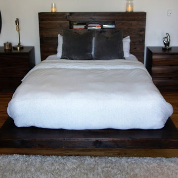 Dark Mahogany Floating Bed Frame & Headboard