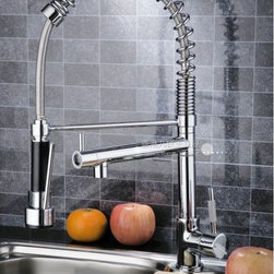 Chrome Finish Brass Body Color Changing LED Pull-Down Kitchen Sprayer - Kitchen Faucets