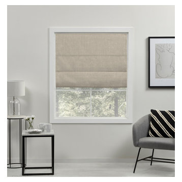 Exclusive Home Acadia Total Blackout Roman Shade, 34x64, Natural