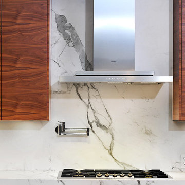 Flat, Dark walnut veneer Doors and Concealed Fridge Panels