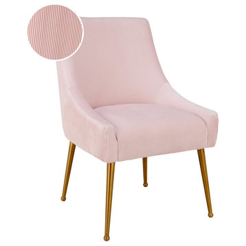 Beatrix Pleated Blush Velvet Side Chair - Blush