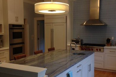 Example of a transitional kitchen design in Boston