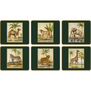 Lady Clare Coasters, African Animals, Set of 6, Made in England
