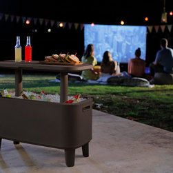 Breeze Bar Outdoor Patio Furniture and Hot Tub Side Table with 17 Gallon Beer an - Coolers And Ice Chests