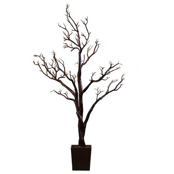 Floor Manzanita Tree Planter, 48"x26"x12", White, Brown
